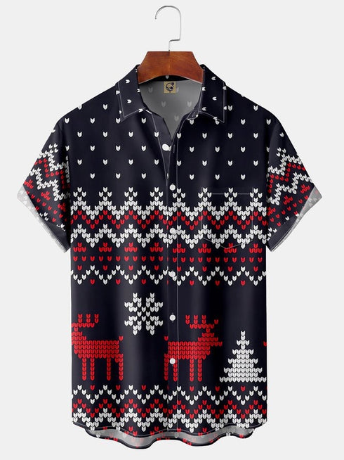 Men's Christmas Funny Graphic Short Sleeve Hawaiian Shirt